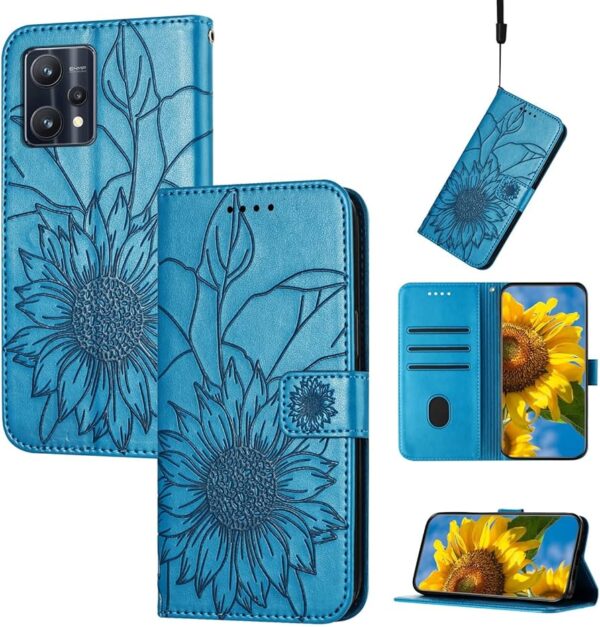 Realme 9 Serie Stilvolle blau bedruckte Flip Handyhülle